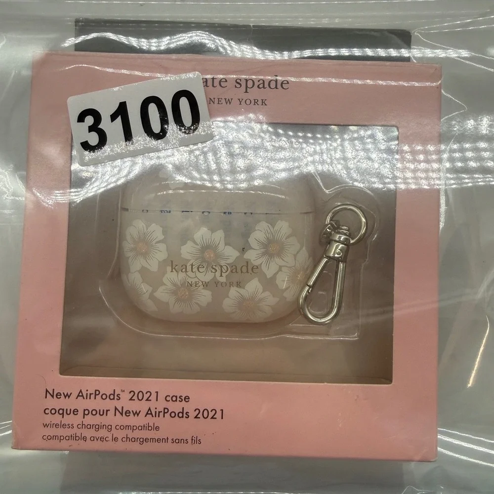 Kate Spade AirPods Case Protective Wireless Charging Compatible Floral white nwt